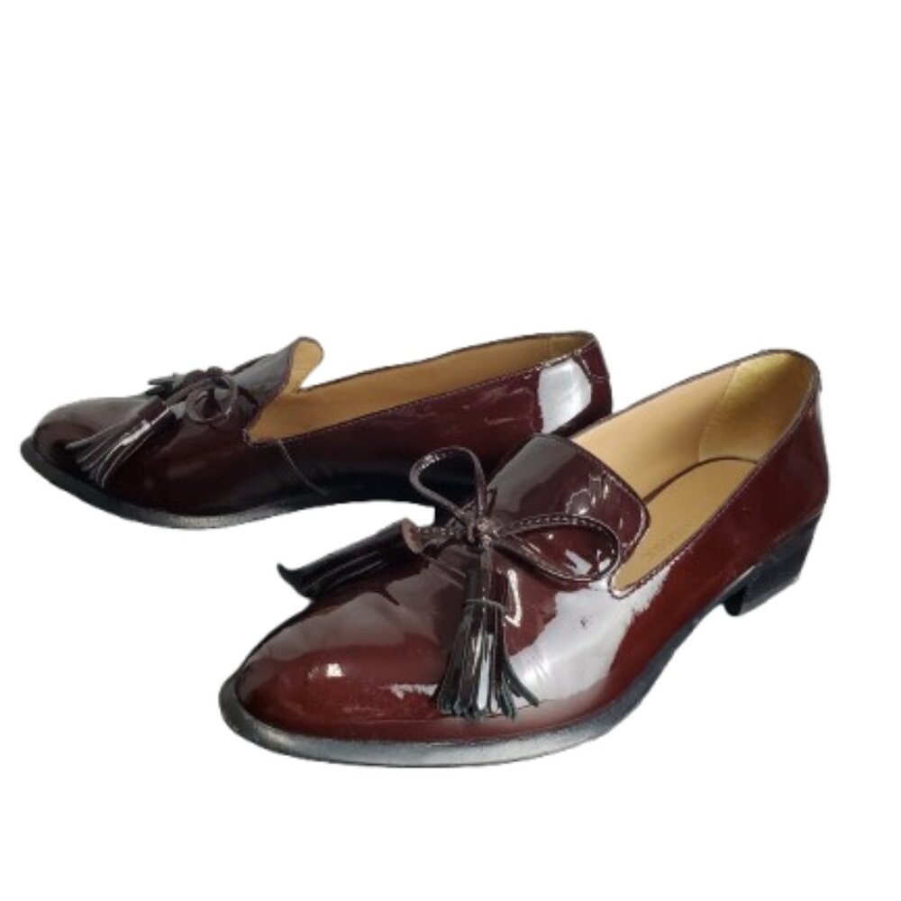 Banana Republic women's burgundy patent tassel loafers size 6.5 - Picture 4 of 6
